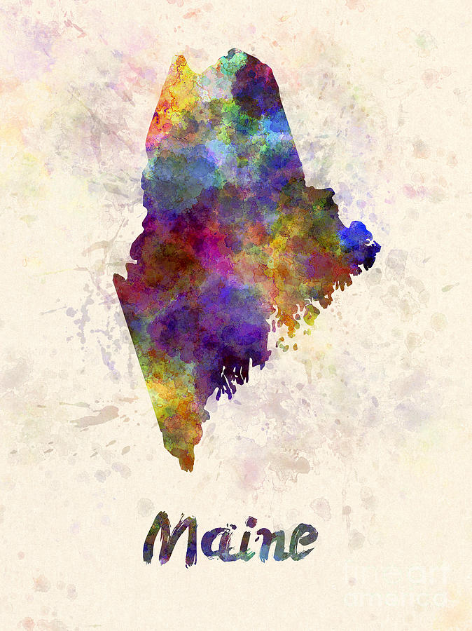 674x900 Maine Us State In Watercolor Painting By Pablo Romero - Maine Watercolor