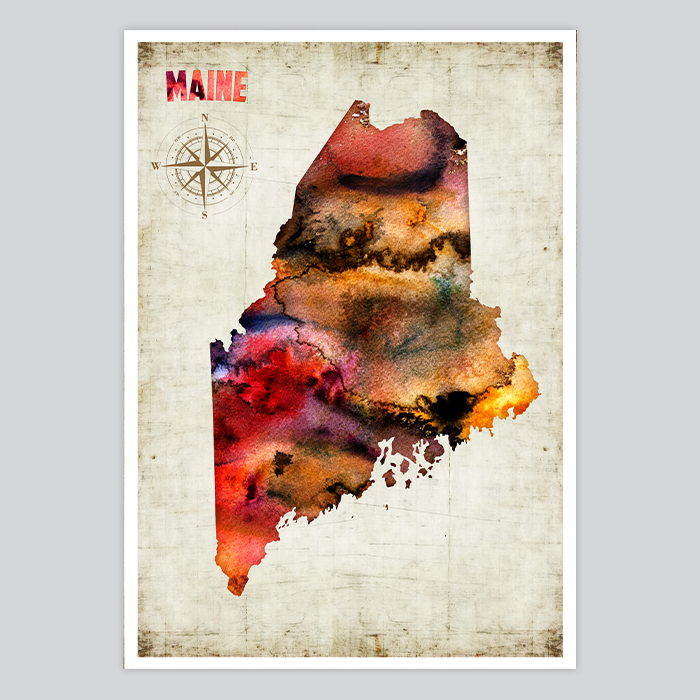 700x700 Maine Watercolor Print - Maine Watercolor