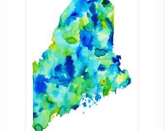 340x270 Maine Watercolor Etsy - Maine Watercolor
