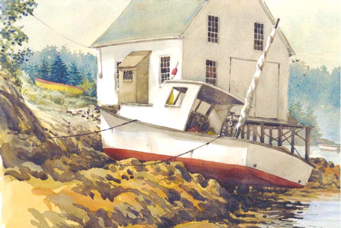 700x469 Original Watercolor Paintings For Sale From My Maine The Coastal - Maine Watercolor