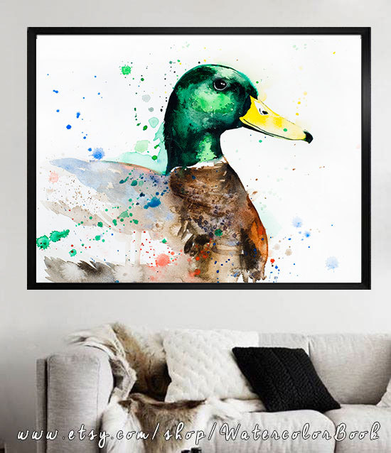 550x638 Mallard Duck Watercolor Painting Print, - Mallard Duck Watercolor