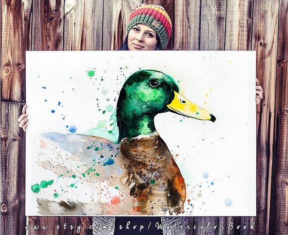 570x465 Mallard Duck Watercolor Painting Print By Slaveika Aladjova, Art - Mallard Duck Watercolor