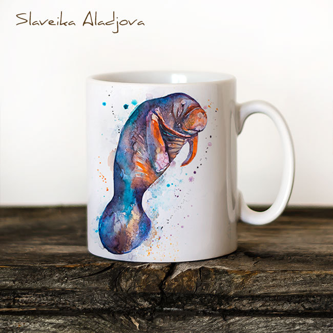 650x650 Manatee Watercolor Coffee Mug 2 - Manatee Watercolor