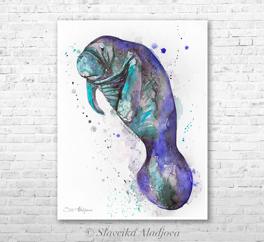 869x799 Manatee Watercolor Painting By Slaveika Aladjova On Behance - Manatee Watercolor