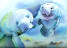 236x168 Space Manatee By Bianca Roman Stumpff Manatee Love - Manatee Watercolor