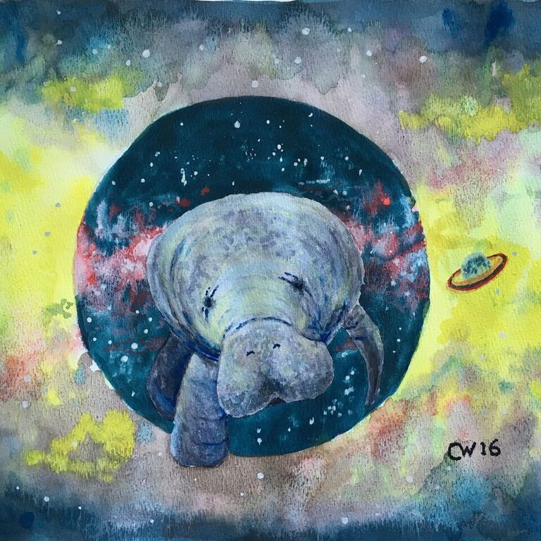 768x768 Space Manatee Curtis Whitwam - Manatee Watercolor