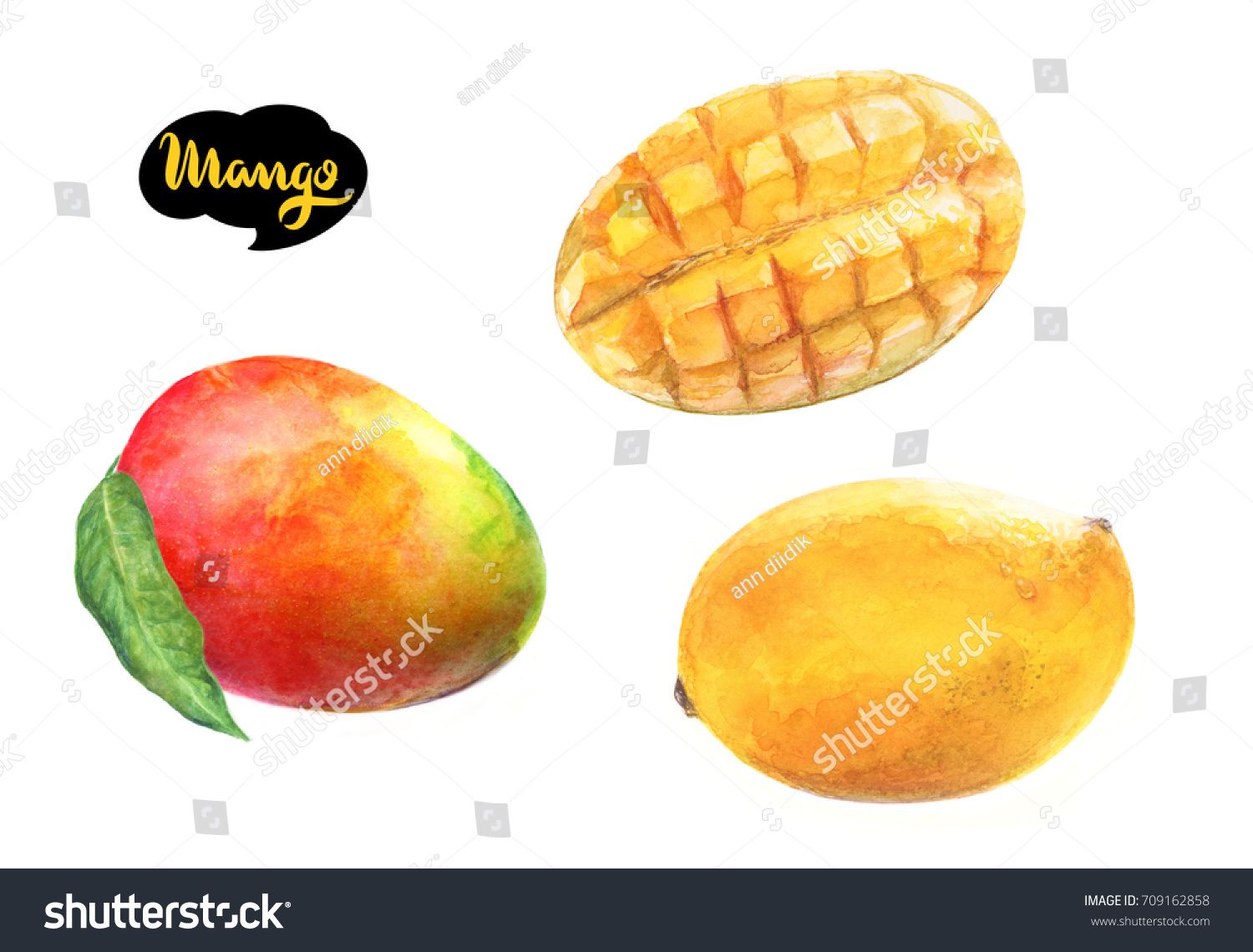1500x1140 Mango Fruit Watercolor Illustration. Mango Yellow, Mango Cut - Mango Watercolor