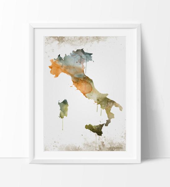 547x600 Italy Print, Italy Art, Italy Poster, Italy Wall Art, Map Of Italy - Map Of Watercolor