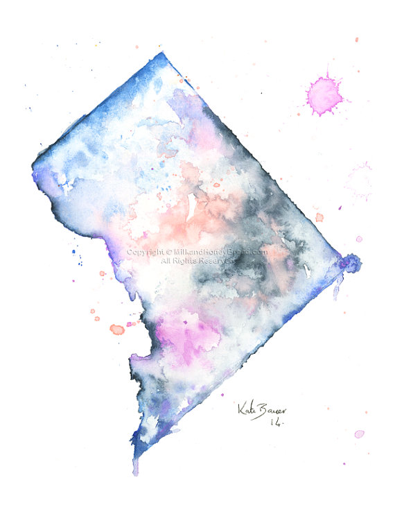570x738 Washington Dc Map - Map Of Watercolor