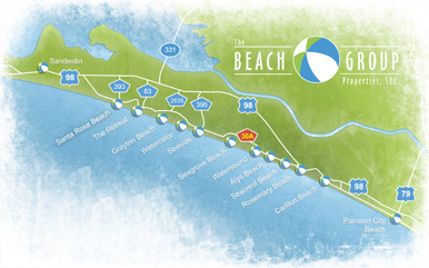 386x241 Watercolor Map Florida Beach Group Properties - Map Of Watercolor