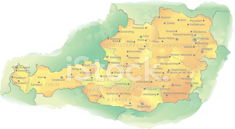 798x440 Watercolor Style Vector Map Of Austria Stock Vector - Map Of Watercolor