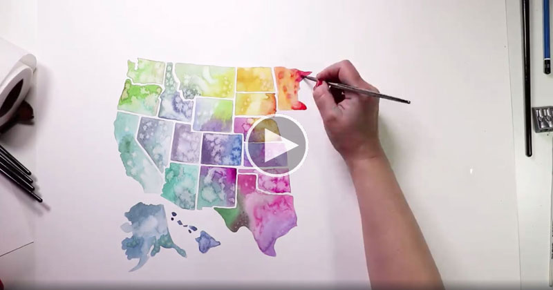 800x420 Watercolor Usa, A Timelapse - Map Of Watercolor