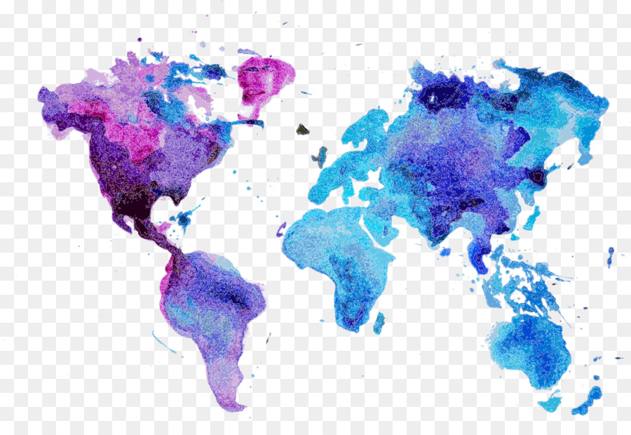 900x620 World Map Watercolor Painting Wall Decal - Map Of Watercolor