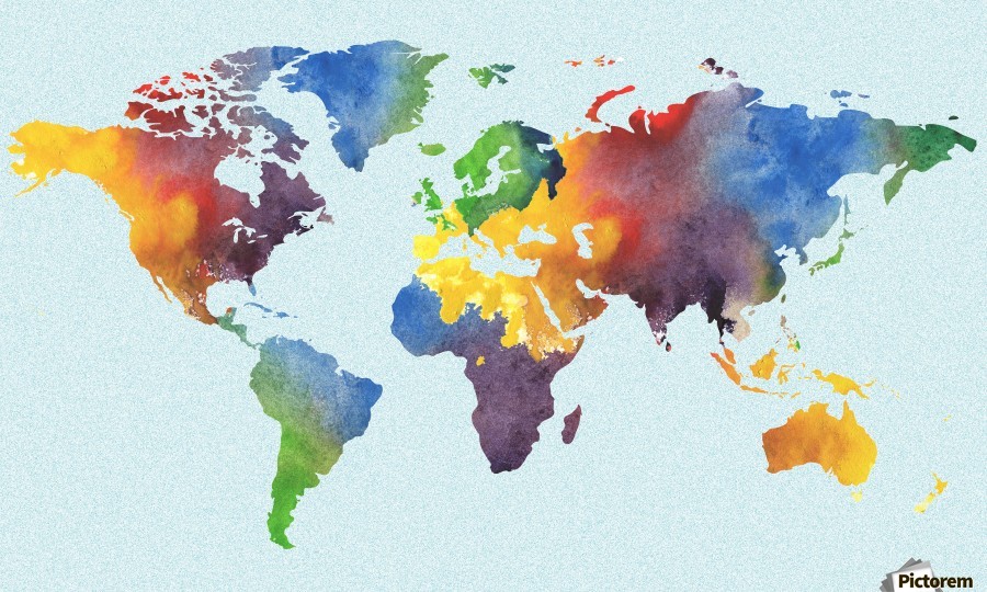 900x540 Bright Watercolor Map Of The World - Map Of Watercolor