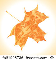 180x195 Free Art Print Of Watercolor Maple Leaf And Autumn Word. Orange - Maple Watercolor