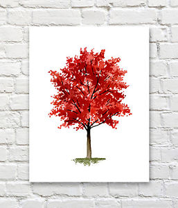 257x300 Maple Tree Abstract Watercolor Painting Art Print By Artist Dj - Maple Watercolor
