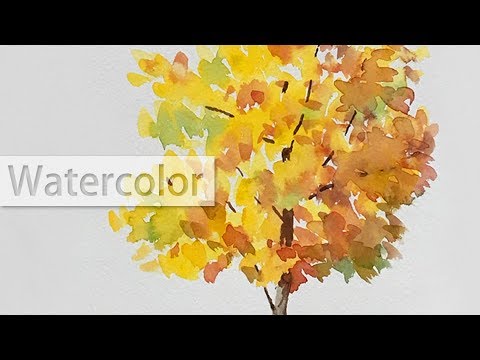 480x360 Watercolor Painting Of A Colorful Maple Tree - Maple Watercolor