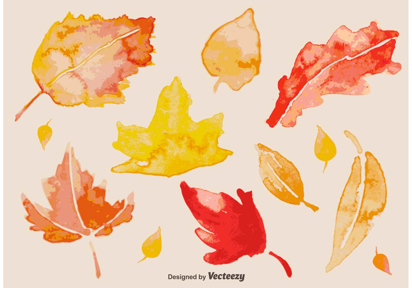 1400x980 Watercolour Autumn Leaves - Maple Watercolor