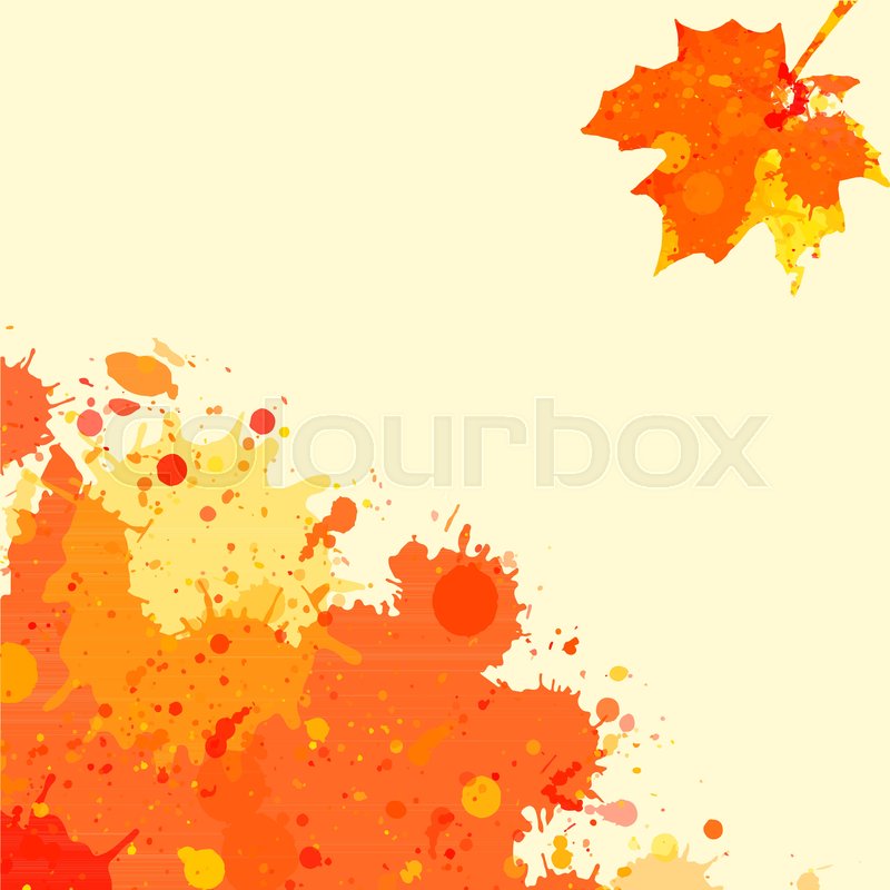 800x800 Bright Orange Watercolor Paint Splatter Frame With Autumn Maple - Maple Watercolor