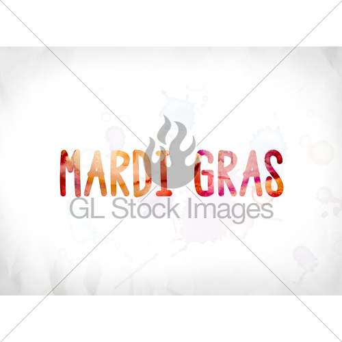 500x500 Mardi Gras Concept Painted Watercolor Word Art Gl Stock Images - Mardi Gras Watercolor