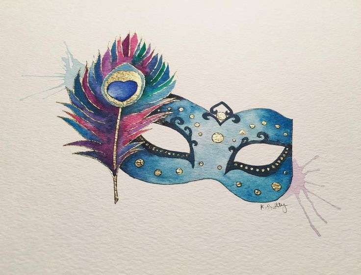 736x560 Peacock Feather Drawing Lovely 11 Best Watercolor Of Mardi Gras - Mardi Gras Watercolor