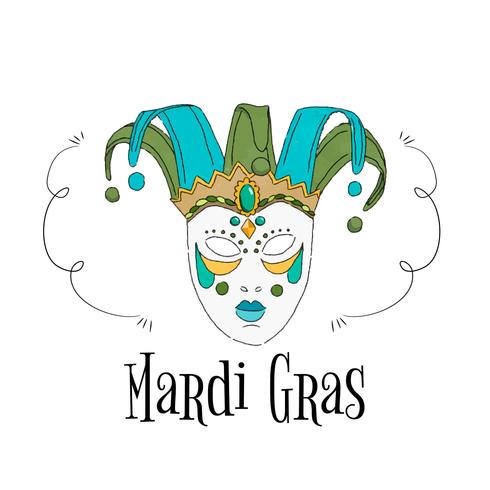 490x490 Watercolor Brazilian Mask To Mardi Gras - Mardi Gras Watercolor
