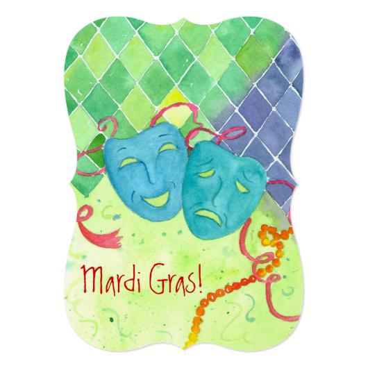530x530 Watercolor Mardi Gras Invitation Invitations 4 U - Mardi Gras Watercolor