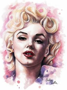 225x300 Marilyn Monroe Watercolor Painting Signed Fine Art Giclee Print - Marilyn Monroe Watercolor