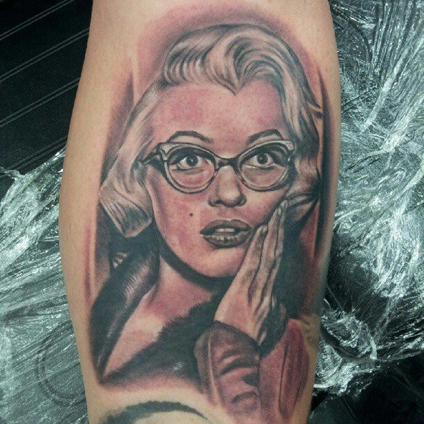 604x604 Glasses Marilyn Monroe Realistic Tattoo Best Tattoo Ideas Gallery - Marilyn Monroe Watercolor Tattoo