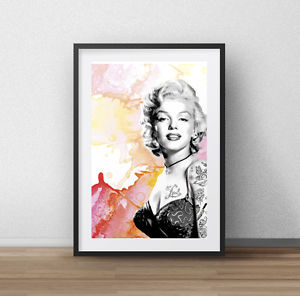 300x296 Marilyn Monroe Audrey Hepburn Large Art Print Picture Tattoo Art - Marilyn Monroe Watercolor Tattoo