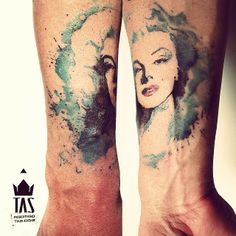 236x236 Marilyn Monroe Portrait Cover Up Tattoo - Marilyn Monroe Watercolor Tattoo