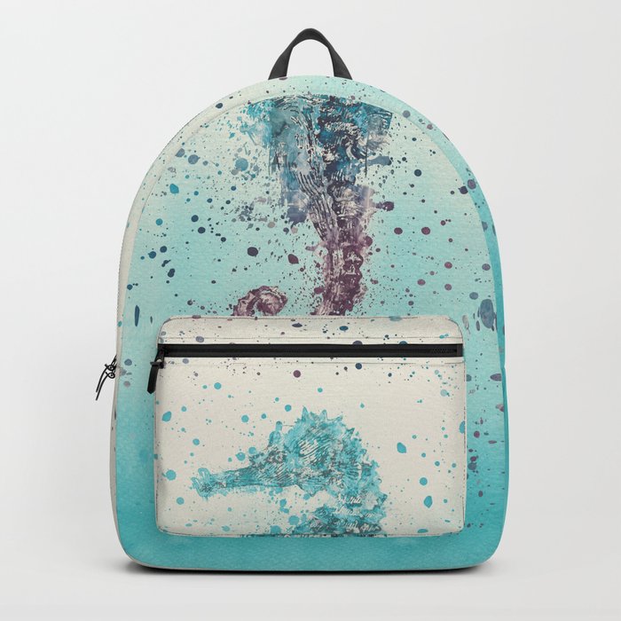 700x700 Seahorse Marine Life Turquoise Watercolor Art Backpack By - Marine Life Watercolor