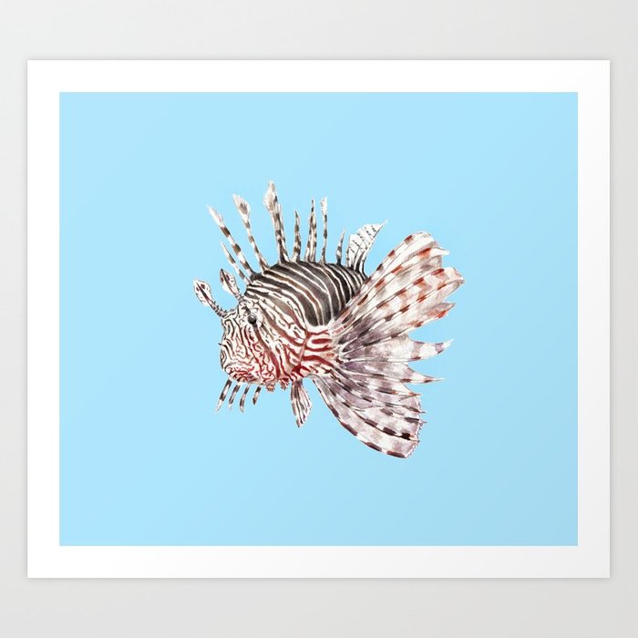 700x700 Watercolor Lionfish Tropical Fish Marine Life Painting Art Print - Marine Life Watercolor