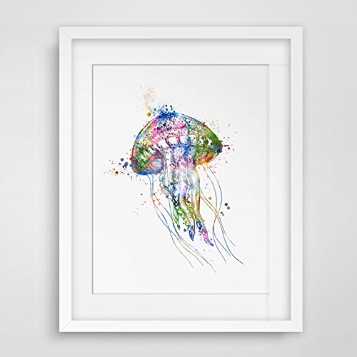 500x500 Jellyfish Art Print Watercolor Marine Life Wall Poster - Marine Life Watercolor
