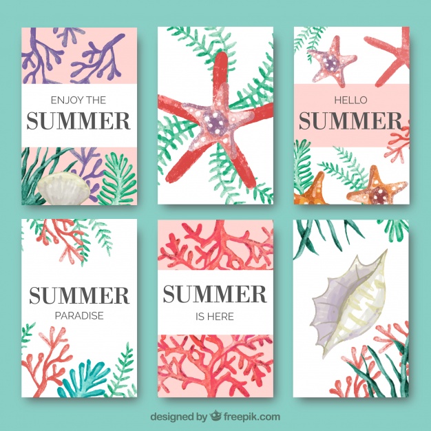 626x626 Collection Of Summer Card With Seaweed And Watercolor Marine - Marine Watercolor