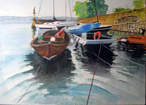 500x359 Boats Watercolor Painting 10 X 14 Inch Watercolor Marine - Marine Watercolor