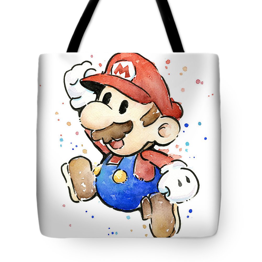 1000x1000 Mario Watercolor Fan Art Tote Bag For Sale By Olga Shvartsur - Mario Watercolor