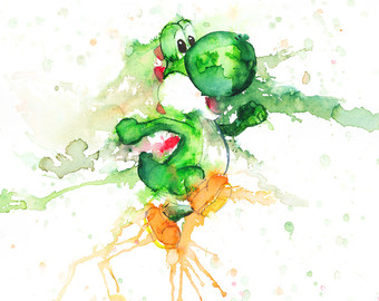 340x270 Mario Watercolor Etsy - Mario Watercolor