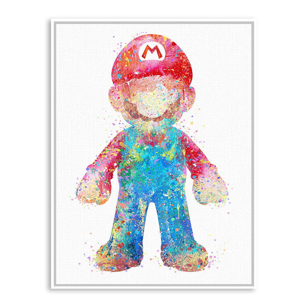 1000x1000 Original Watercolor Super Mario Japanese Pop Game A4 Art Print - Mario Watercolor