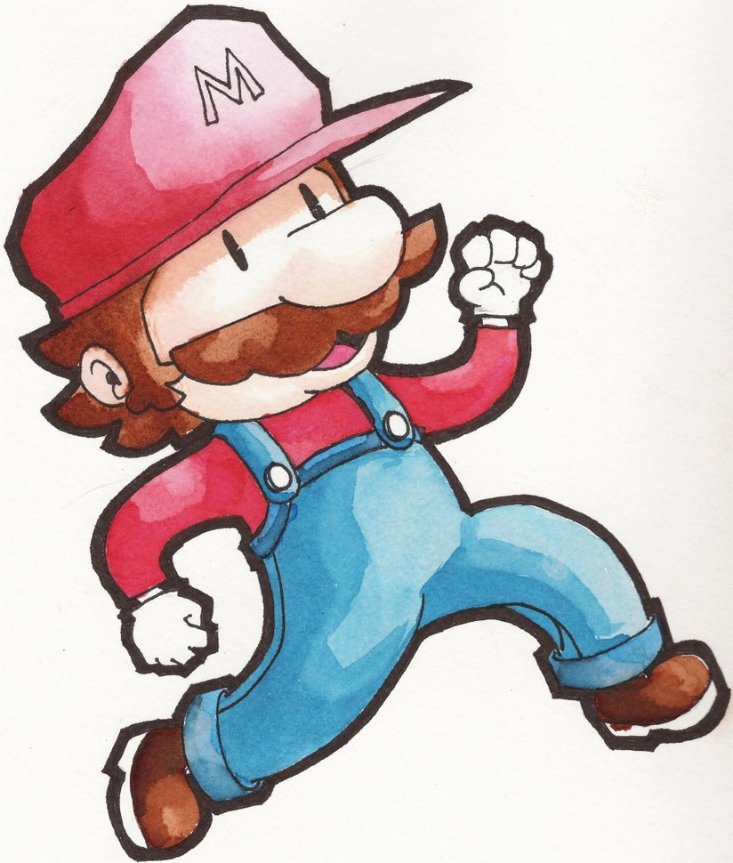 824x970 Super Mario Watercolor 2 By Nded - Mario Watercolor