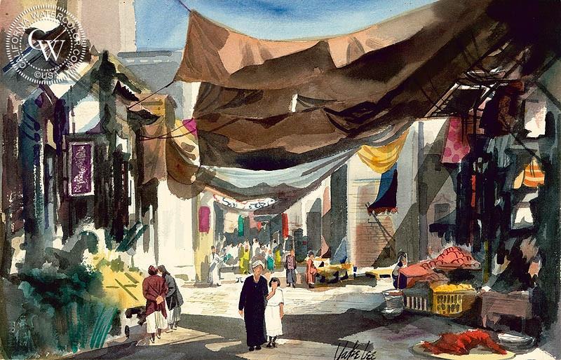 800x514 Market Scene, Art By Jake Lee California Watercolor - Market Watercolor