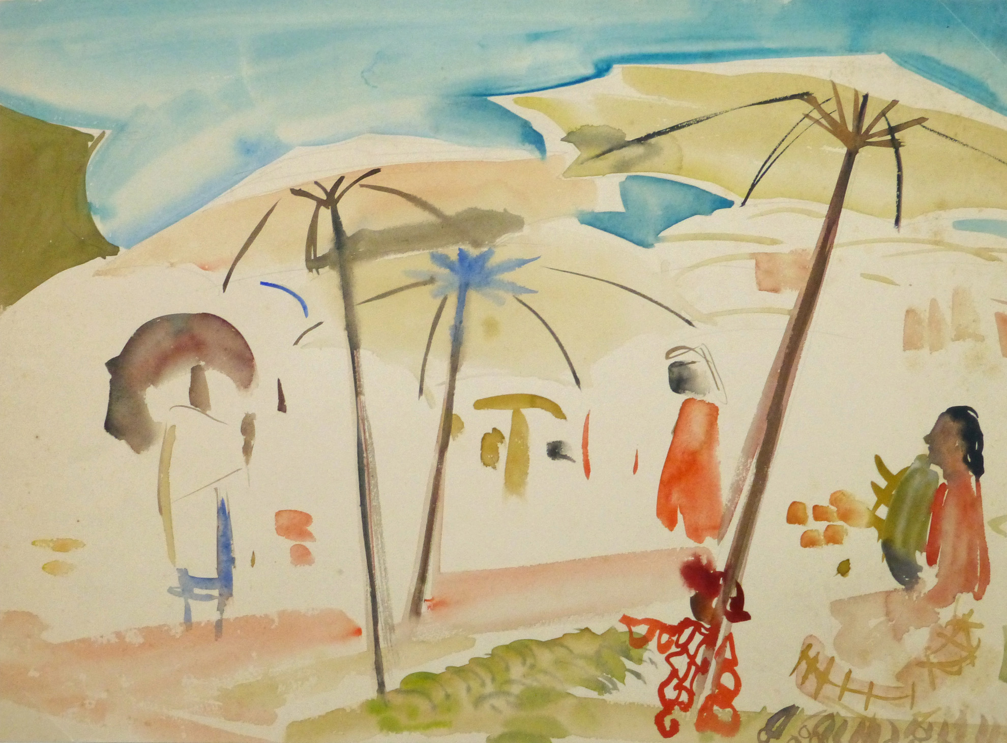 1980x1461 Watercolor Landscape - Market Watercolor