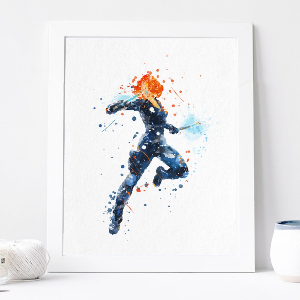 1024x1024 Black Widow Poster - Marvel Watercolor
