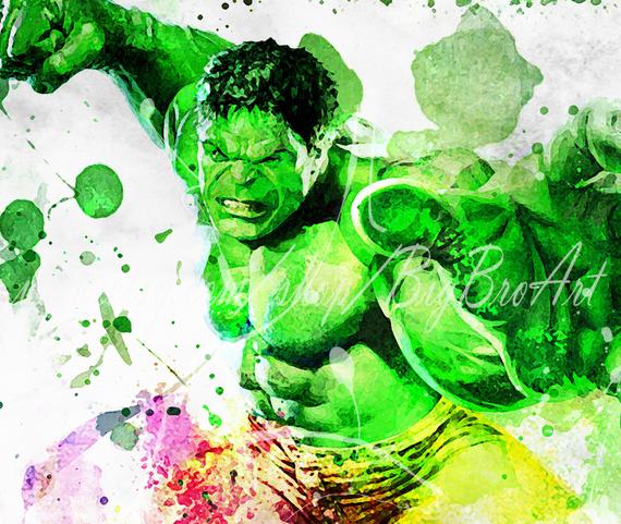 570x481 Hulk Print Marvel Watercolor Art Hulk Wall Decor Hulk Etsy - Marvel Watercolor