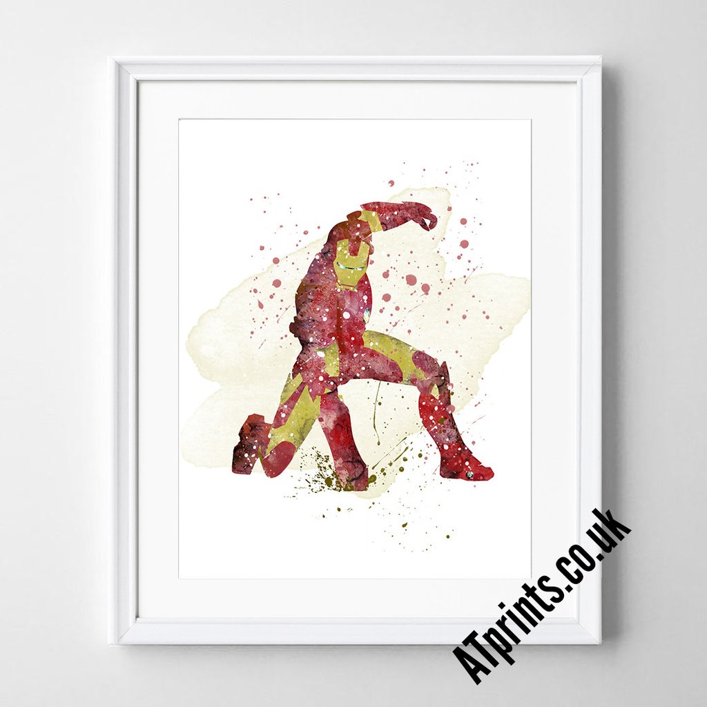 1024x1024 Iron Man Watercolour Art Print - Marvel Watercolor