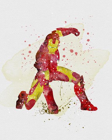 384x480 Iron Man Watercolor Art Print Avengers Watercolor - Marvel Watercolor