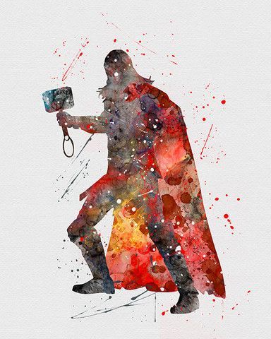 384x480 Thor Marvel Watercolor Art - Marvel Watercolor