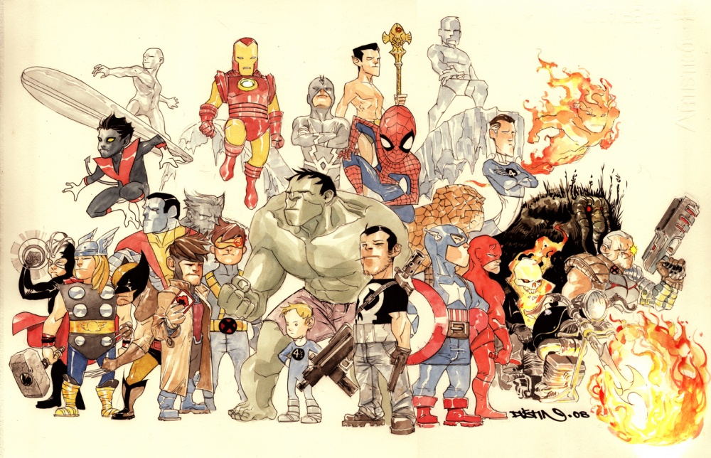 1000x644 Marvel Dudes - Marvel Watercolor