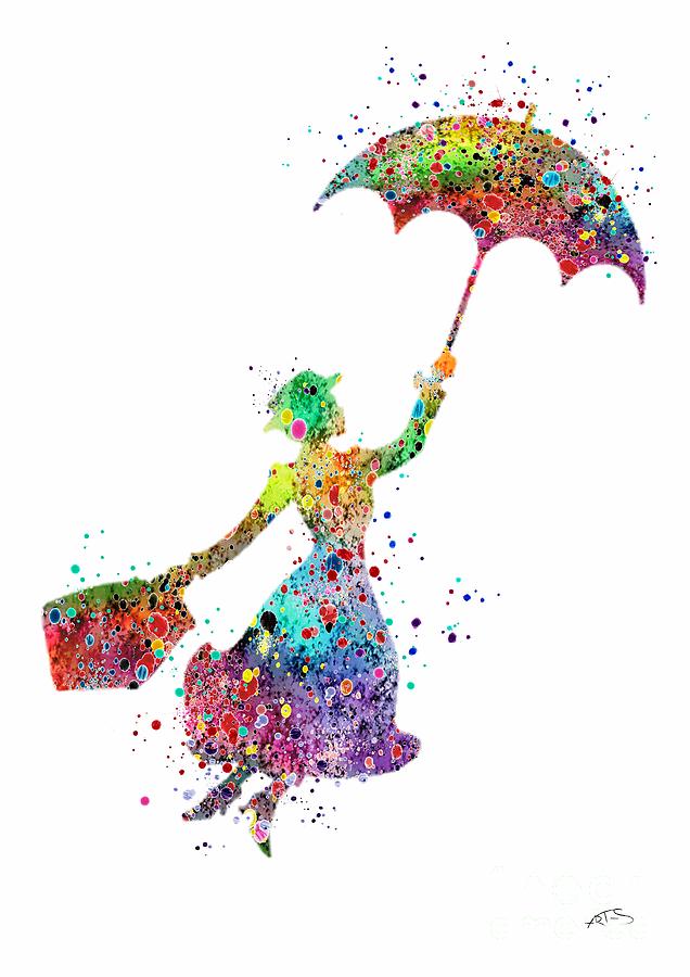 636x900 Mary Poppins 2 Watercolor Print Digital Art By Svetla Tancheva - Mary Poppins Watercolor