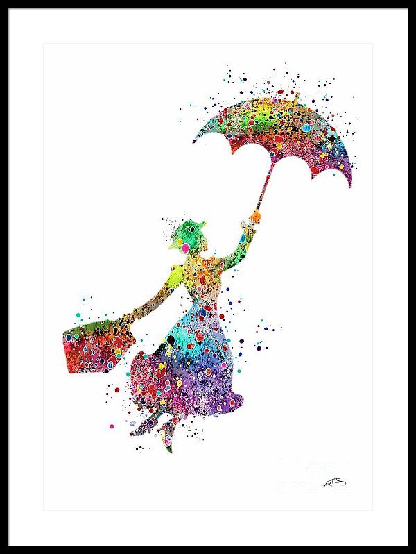 600x798 Mary Poppins 2 Watercolor Print Framed Print By Svetla Tancheva - Mary Poppins Watercolor